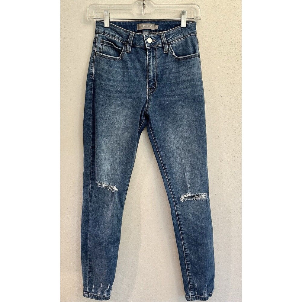 Just USA Skinny Jeans Womens Size 26 Blue Medium Wash Denim Distressed